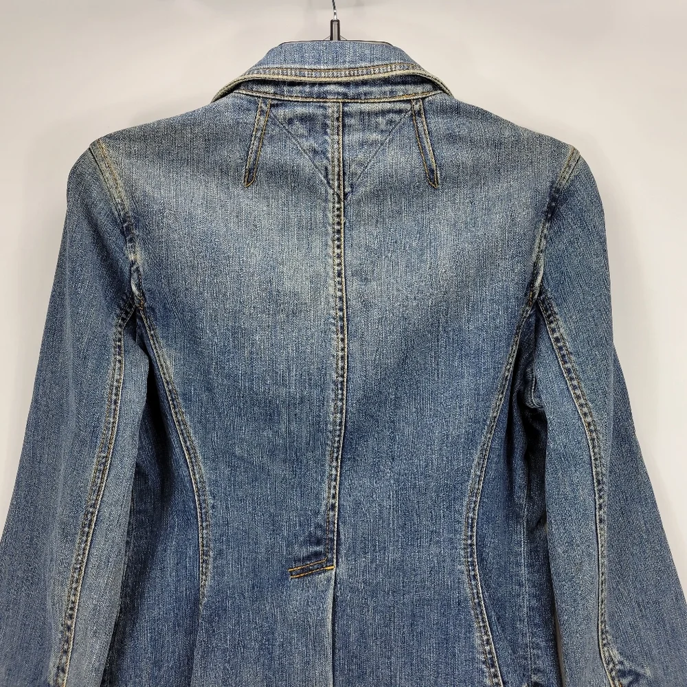 Tommy Hilfiger Vintage Y2K Denim Jean Jacket Women Medium Petite Grunge Punk - Picture 10 of 12